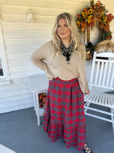 Load image into Gallery viewer, Holly Plaid Skirt in Red
