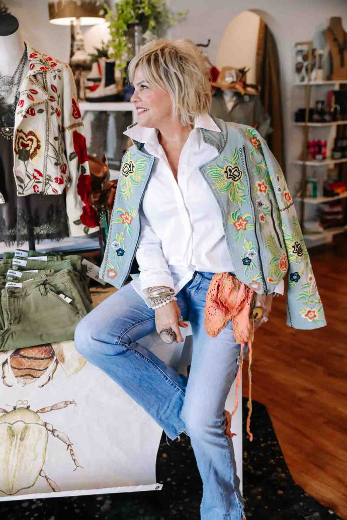 Lucinda Embroidered Denim Jacket