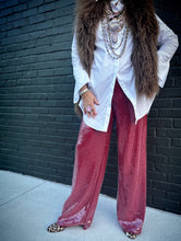Load image into Gallery viewer, Nightcap Sequin Pants in Burgundy
