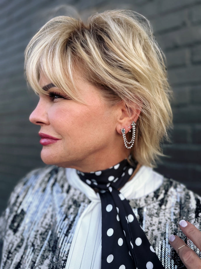 Ela Chrome Double Earrings