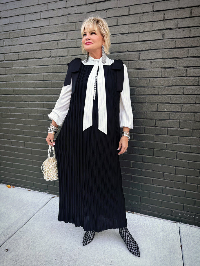 Midnight Pleated Maxi Dress