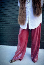 Load image into Gallery viewer, Nightcap Sequin Pants in Burgundy
