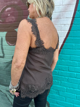 Load image into Gallery viewer, Megan Lace Tank Top in Fudge
