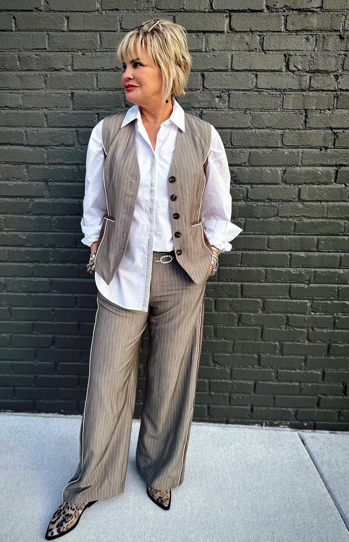 Polly Pinstripe Pantsuit