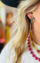Load image into Gallery viewer, Textured Turquoise Star Hoop Earrings
