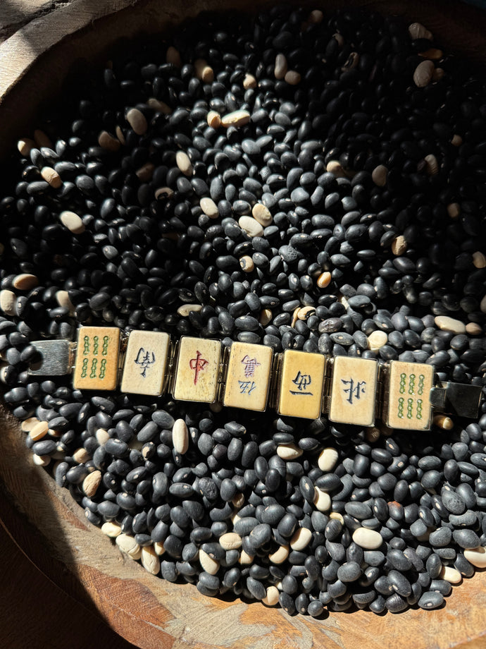 Mini Ivory Mahjong Domino Bracelet