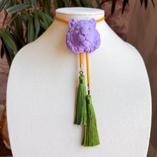 Load image into Gallery viewer, Tiger Bolo Necklace Lavender with Golden Yellow &amp; Olive Green
