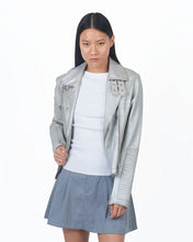 Load image into Gallery viewer, JKT Harley Metallic Silver Leather Jacket
