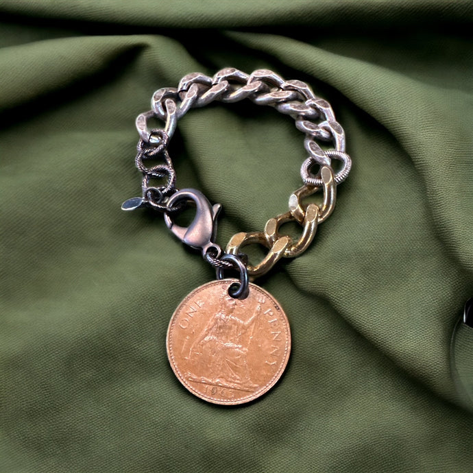 One Penny Queen Elizabeth II Coin Bracelet