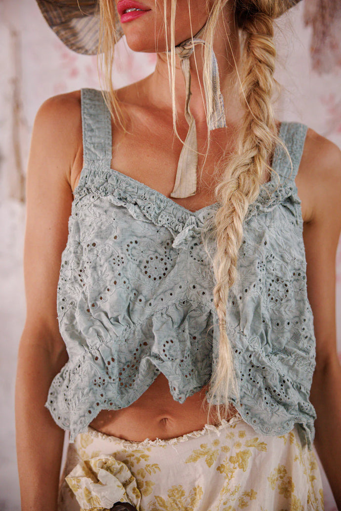 Olive Eyelet Ruffle Cami in Dove Ash