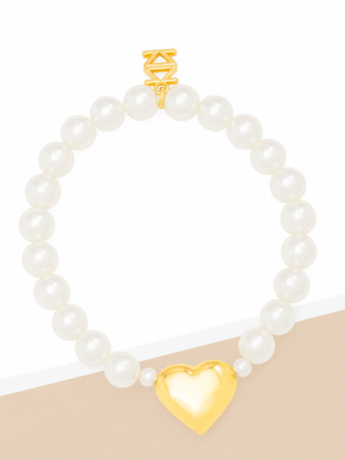 Puffy Heart Pearl Bracelet