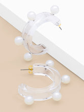 Load image into Gallery viewer, Claire Lucite Pearl Hoop Earrings
