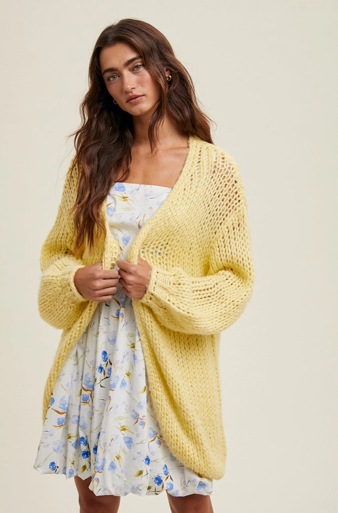 Dynasty Cardigan Sweater in Lemon