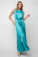 Load image into Gallery viewer, Better Days Turquoise Satin Silk Dress
