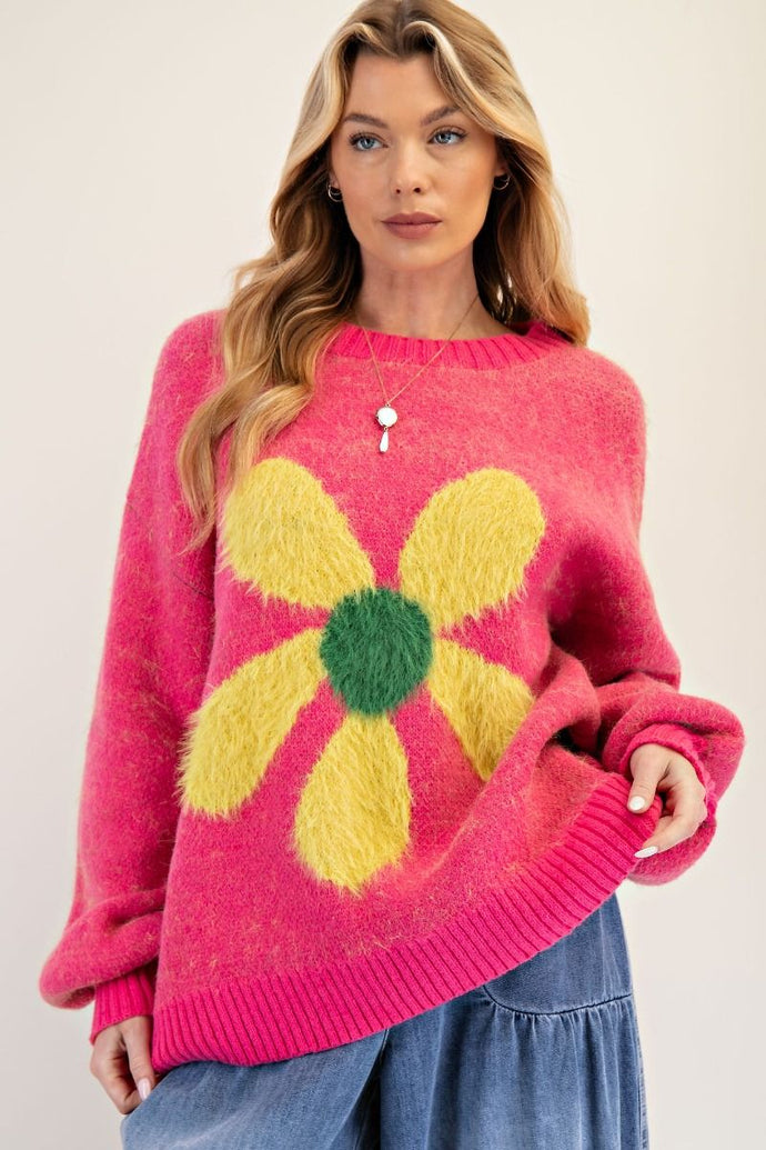 Dilly Daisy Sweater in Pink