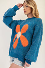 Load image into Gallery viewer, Dilly Daisy Sweater in Teal
