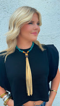 Load image into Gallery viewer, Aqua Blue Sea Glass Choker Tassel Necklace
