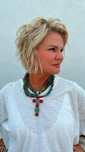 Load image into Gallery viewer, Turquoise &amp; Coral Nugget Cross Pendant Necklace
