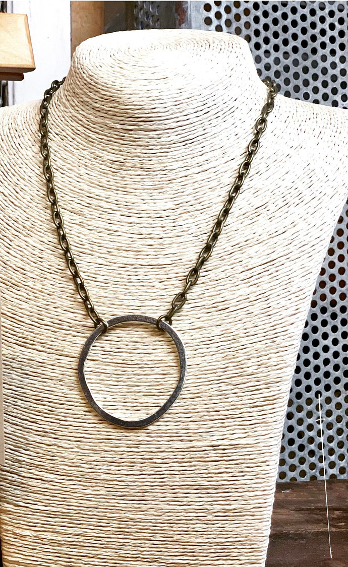Two Tone Silver Circle Necklace