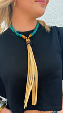 Load image into Gallery viewer, Aqua Blue Sea Glass Choker Tassel Necklace
