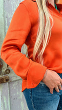 Load image into Gallery viewer, Orange Satin Button-Up Top

