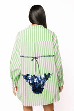 Load image into Gallery viewer, Queen of Sparkles Green Stripe Bikini Tunic
