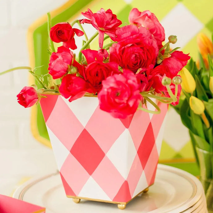 Buffalo Plaid Pink Square Cachepot