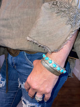 Load image into Gallery viewer, Feather Turquoise Cuff

