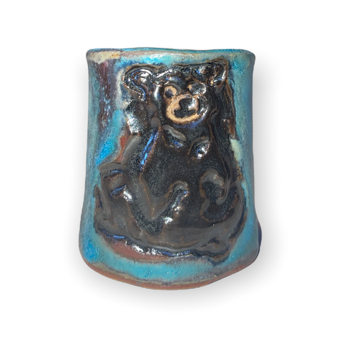 Buie Pottery Turquoise Black Bear Holder