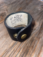 Load image into Gallery viewer, 1950&#39;s Brooch Leather Cuff
