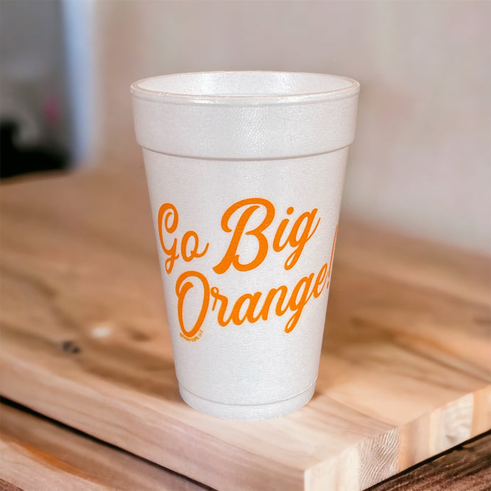 Go Big Orange/ Power T Styrofoam Cups