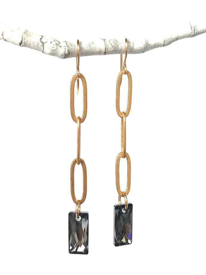 Dropped Tiered Crystal Earrings