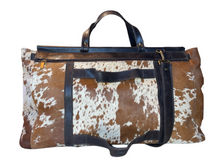 Load image into Gallery viewer, Tan Spotted Cowhide Travel Duffle Bag
