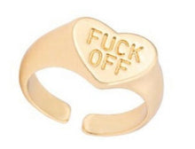 Load image into Gallery viewer, Heart Shaped F*ck Off Adjustable Ring
