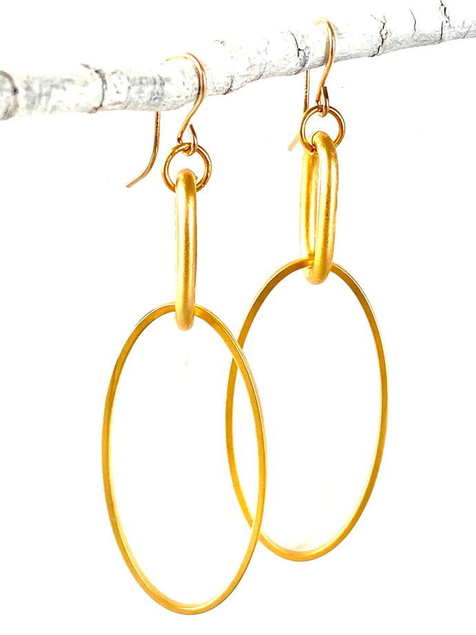 Double Oval Gold Earrings