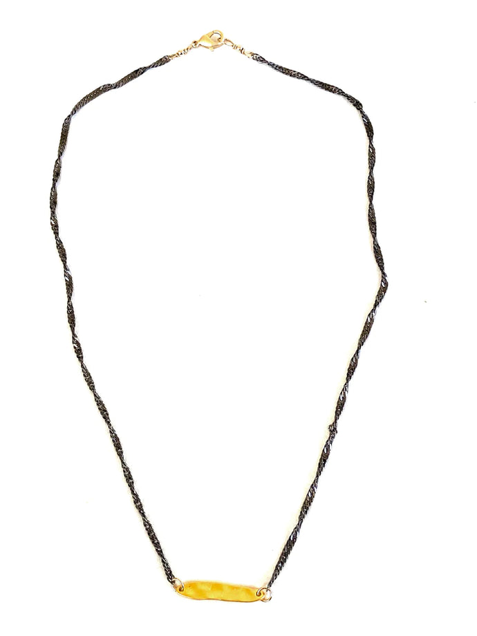 Gunmetal Hammered Bar Necklace