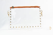 Load image into Gallery viewer, The Parker Clear Purse in Saddle &amp; Gold
