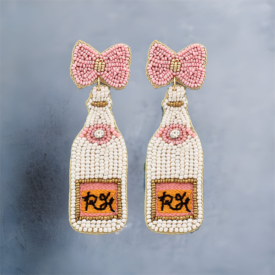 Bow the Rosé Bottle Earrings
