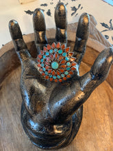Load image into Gallery viewer, Turquoise &amp; Coral Large Medallion Ring
