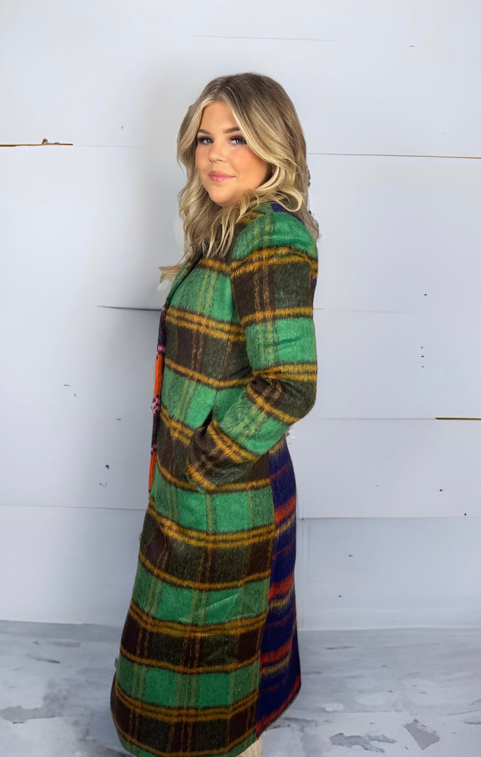 Mind Games Plaid Trench Coat