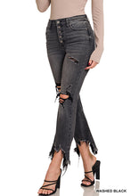 Load image into Gallery viewer, Dilly Dally Distressed Cropped Flare Hem Denim Pants
